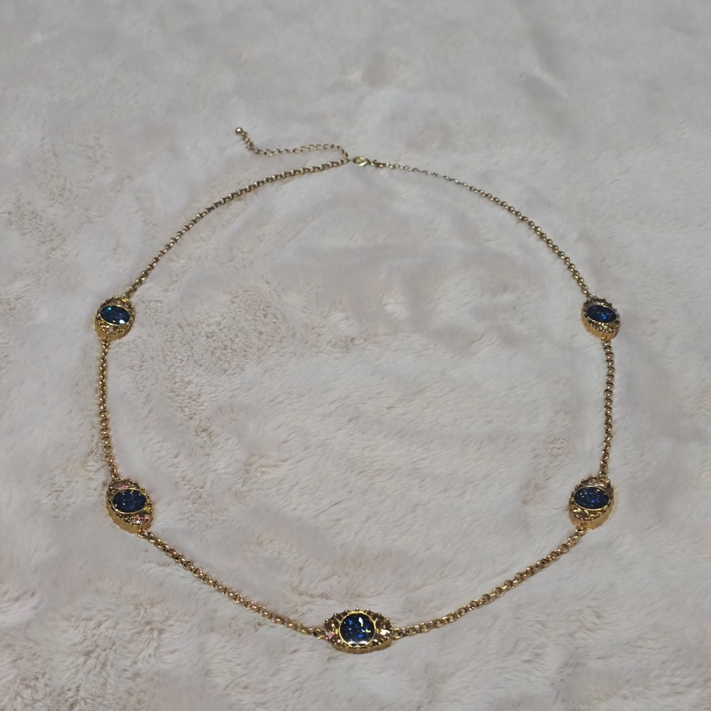 Blue And Gold Costume Jewelry Necklace